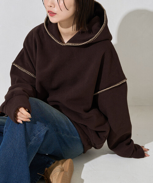 セール】限定展開 ブランケット ステッチ フリース パーカー