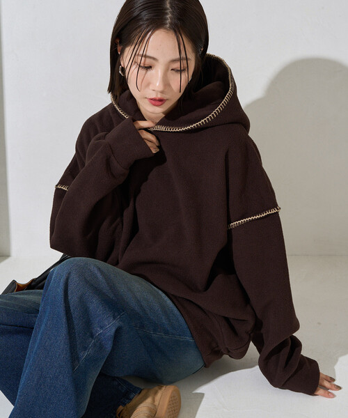 セール】限定展開 ブランケット ステッチ フリース パーカー