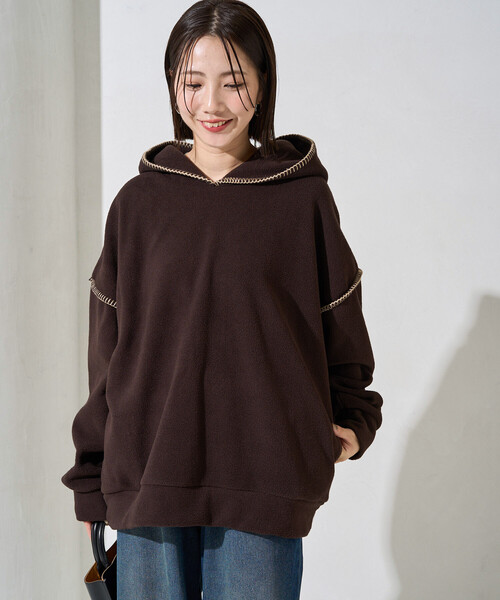 セール】限定展開 ブランケット ステッチ フリース パーカー（パーカー