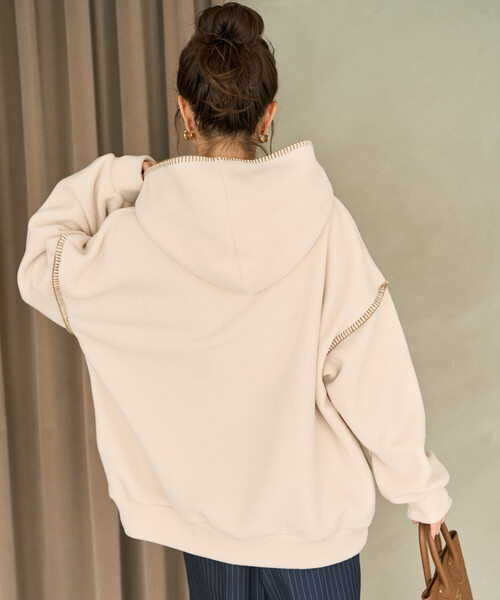 FREAK'S STORE(フリークスストア)の「限定展開 ブランケット ステッチ フリース パーカー(パーカー・レディース・ブラック/ナチュラル/グレー/ネイビー/ダークブラウン・フリ-)」の11枚目の写真