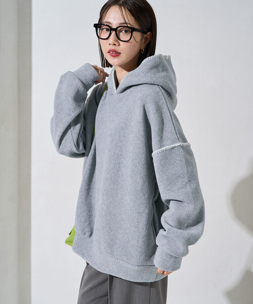 FREAK'S STORE(フリークスストア)の「限定展開 ブランケット ステッチ フリース パーカー(パーカー・レディース・ブラック/ナチュラル/グレー/ネイビー/ダークブラウン・フリ-)」の18枚目の写真