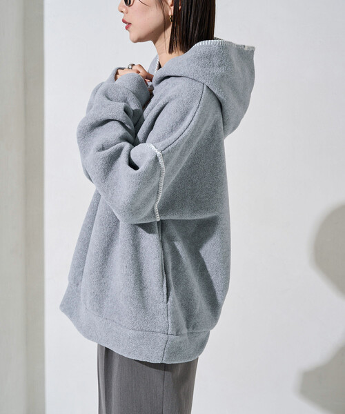 FREAK'S STORE(フリークスストア)の「限定展開 ブランケット ステッチ フリース パーカー(パーカー・レディース・ブラック/ナチュラル/グレー/ネイビー/ダークブラウン・フリ-)」の19枚目の写真
