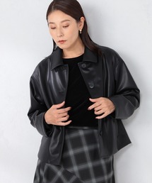 GALLORIA | フェイクレザー衿付きブルゾン(ブルゾン)