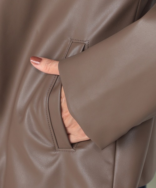 GALLORIA（ギャローリア）の「フェイクレザー衿付きブルゾン（ブルゾン・レディース・ブラック/ブラウン・S/M/L/LL）」の3枚目の写真