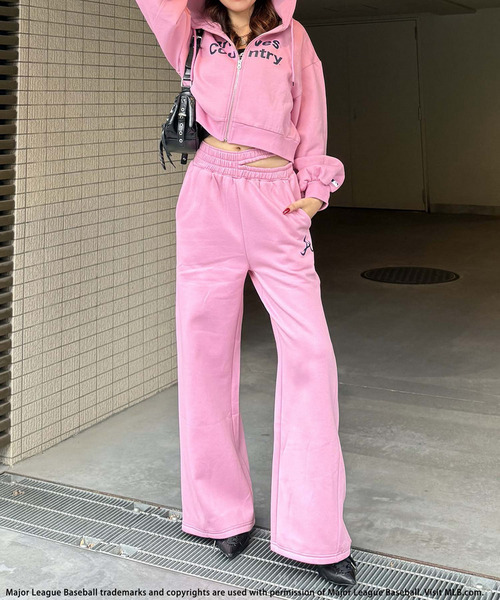 BACK TO THE FIELD（バック トゥー ザ フィールド）の「【MLB】ZIPフーディーセットアップ（セットアップ・レディース・グレー/ピンク/ブラック・FREE）」の5枚目の写真