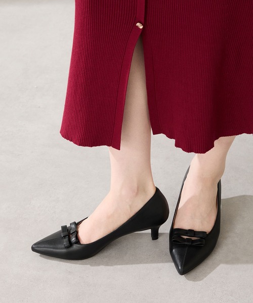 2025秋冬新作スクエアリボンポインテッドトゥパンプス/56314（パンプス