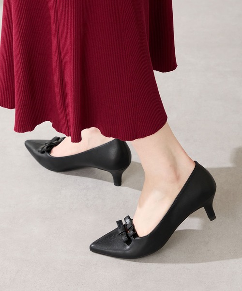 2025秋冬新作スクエアリボンポインテッドトゥパンプス/56314（パンプス