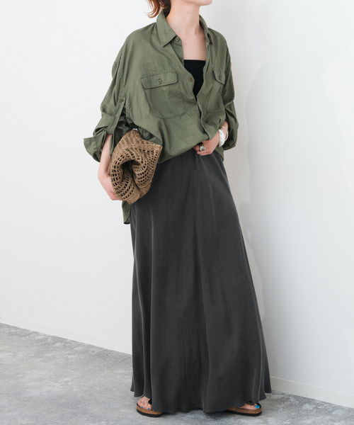 Spick & Span(スピックアンドスパン)の「《追加》ウォッシャブルキュプラフレアスカート(スカート・レディース・カーキ/ベージュ/ブラックミックス・36/38)」の13枚目の写真