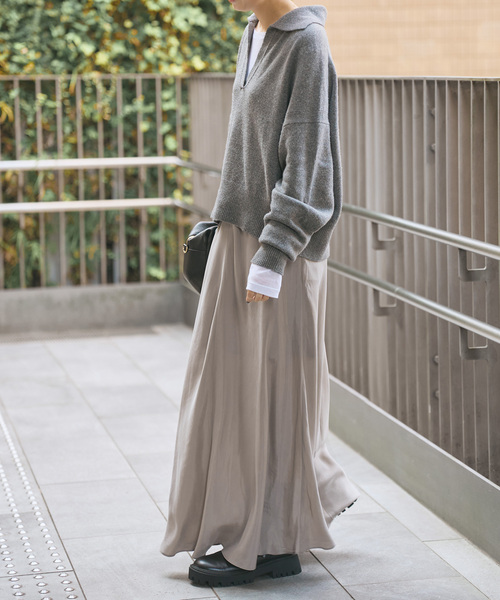 Spick & Span(スピックアンドスパン)の「《追加》ウォッシャブルキュプラフレアスカート(スカート・レディース・カーキ/ベージュ/ブラックミックス・36/38)」の18枚目の写真