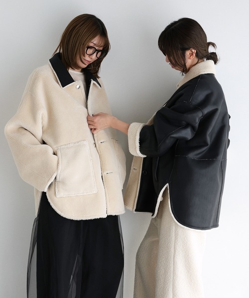 セール】リバーシブルムートンジャケット（ブルゾン）｜BABYLONE