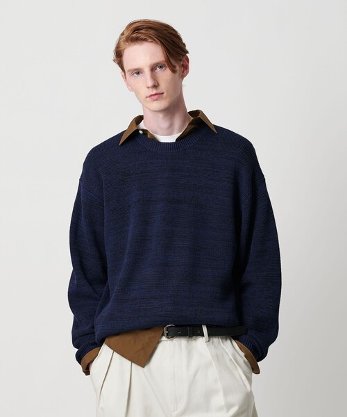 BEAUTY&YOUTH UNITED ARROWS(ビューティーアンドユースユナイテッドアローズ)の「ドロップ ミラノ ミックス クルーネック ニット(ニット/セーター・メンズ・ネイビー/ブラウン系/ライトグレー・S/M/XL/L)」の3枚目の写真