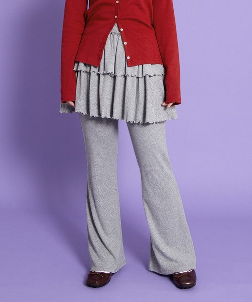 PUNYUS（プニュズ）の「フリルレイヤードフレアパンツ（その他パンツ・レディース・ブラック/杢グレー・1/2/3/4）」の3枚目の写真