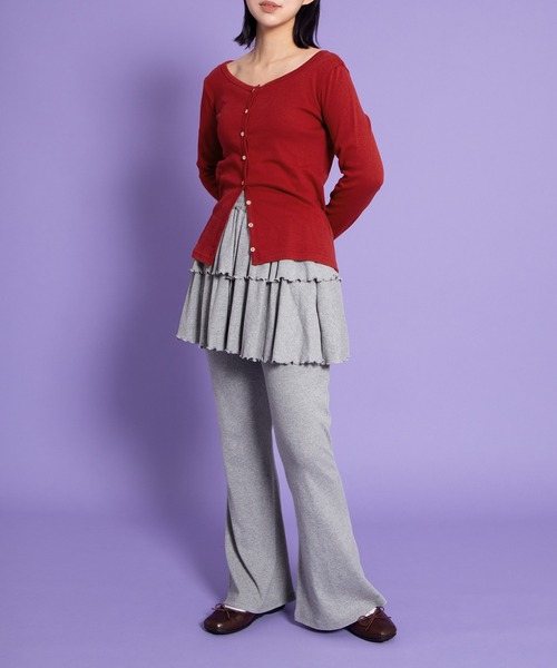 PUNYUS（プニュズ）の「フリルレイヤードフレアパンツ（その他パンツ・レディース・ブラック/杢グレー・1/2/3/4）」の4枚目の写真