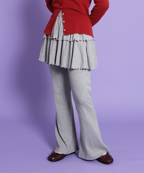 PUNYUS（プニュズ）の「フリルレイヤードフレアパンツ（その他パンツ・レディース・ブラック/杢グレー・1/2/3/4）」の9枚目の写真