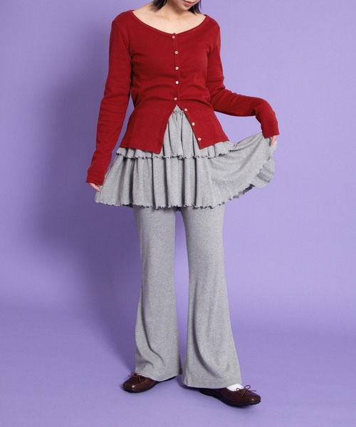 PUNYUS（プニュズ）の「フリルレイヤードフレアパンツ（その他パンツ・レディース・ブラック/杢グレー・1/2/3/4）」の7枚目の写真