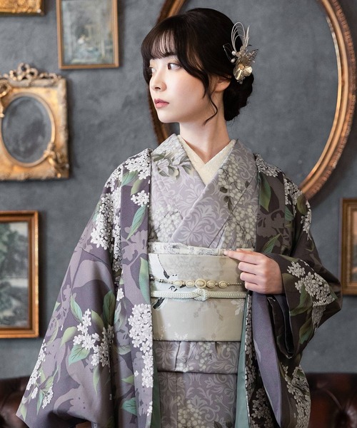kimonomachi(キモノマチ)の「レディース 洗える羽織 単品 2025-26 新作 Fサイズ 銀木犀 白木蓮 アラベスク南天 牡丹 KIMONOMACHI オリジナル 羽織単品(着物・レディース・チャコールグレー/ダークブラウン/ラベンダー/ブラック系/キナリ/モーブ系/グレイッシュベージュ/ブラック・FREE)」の8枚目の写真