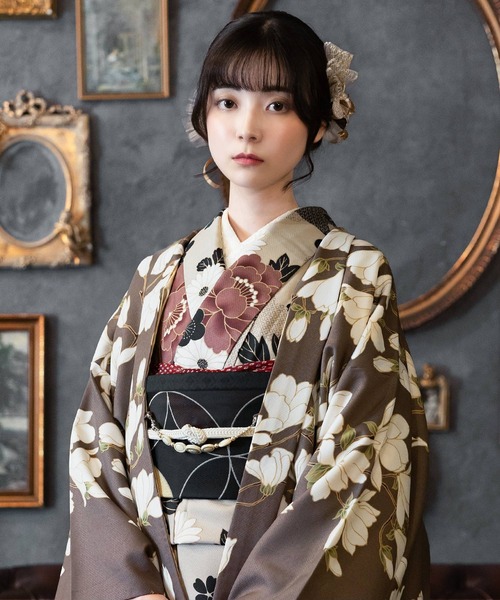 kimonomachi(キモノマチ)の「レディース 洗える羽織 単品 2025-26 新作 Fサイズ 銀木犀 白木蓮 アラベスク南天 牡丹 KIMONOMACHI オリジナル 羽織単品(着物・レディース・チャコールグレー/ダークブラウン/ラベンダー/ブラック系/キナリ/モーブ系/グレイッシュベージュ/ブラック・FREE)」の6枚目の写真