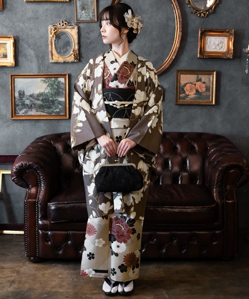 kimonomachi(キモノマチ)の「レディース 洗える羽織 単品 2025-26 新作 Fサイズ 銀木犀 白木蓮 アラベスク南天 牡丹 KIMONOMACHI オリジナル 羽織単品(着物・レディース・チャコールグレー/ダークブラウン/ラベンダー/ブラック系/キナリ/モーブ系/グレイッシュベージュ/ブラック・FREE)」の9枚目の写真