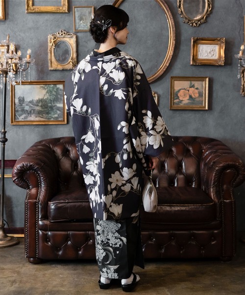 kimonomachi(キモノマチ)の「レディース 洗える羽織 単品 2025-26 新作 Fサイズ 銀木犀 白木蓮 アラベスク南天 牡丹 KIMONOMACHI オリジナル 羽織単品(着物・レディース・チャコールグレー/ダークブラウン/ラベンダー/ブラック系/キナリ/モーブ系/グレイッシュベージュ/ブラック・FREE)」の13枚目の写真