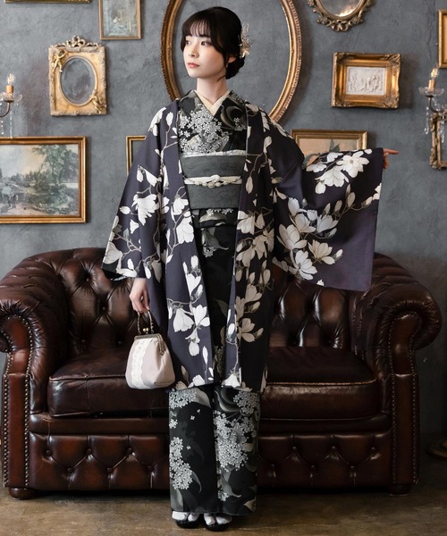 kimonomachi(キモノマチ)の「レディース 洗える羽織 単品 2025-26 新作 Fサイズ 銀木犀 白木蓮 アラベスク南天 牡丹 KIMONOMACHI オリジナル 羽織単品(着物・レディース・チャコールグレー/ダークブラウン/ラベンダー/ブラック系/キナリ/モーブ系/グレイッシュベージュ/ブラック・FREE)」の14枚目の写真