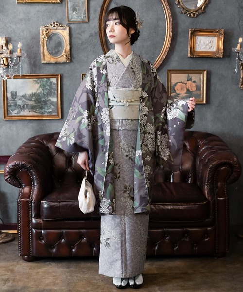 kimonomachi(キモノマチ)の「レディース 洗える羽織 単品 2025-26 新作 Fサイズ 銀木犀 白木蓮 アラベスク南天 牡丹 KIMONOMACHI オリジナル 羽織単品(着物・レディース・チャコールグレー/ダークブラウン/ラベンダー/ブラック系/キナリ/モーブ系/グレイッシュベージュ/ブラック・FREE)」の16枚目の写真