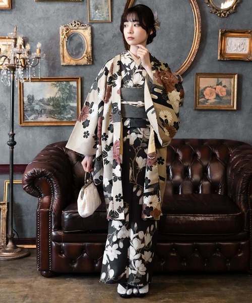 kimonomachi(キモノマチ)の「レディース 洗える羽織 単品 2025-26 新作 Fサイズ 銀木犀 白木蓮 アラベスク南天 牡丹 KIMONOMACHI オリジナル 羽織単品(着物・レディース・チャコールグレー/ダークブラウン/ラベンダー/ブラック系/キナリ/モーブ系/グレイッシュベージュ/ブラック・FREE)」の20枚目の写真