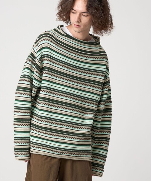 CITEN(シテン)の「<CITEN>ジャカードボーダーロールネックニット(ニット/セーター・メンズ・ライトブルー/グレー系・M/L)」の18枚目の写真