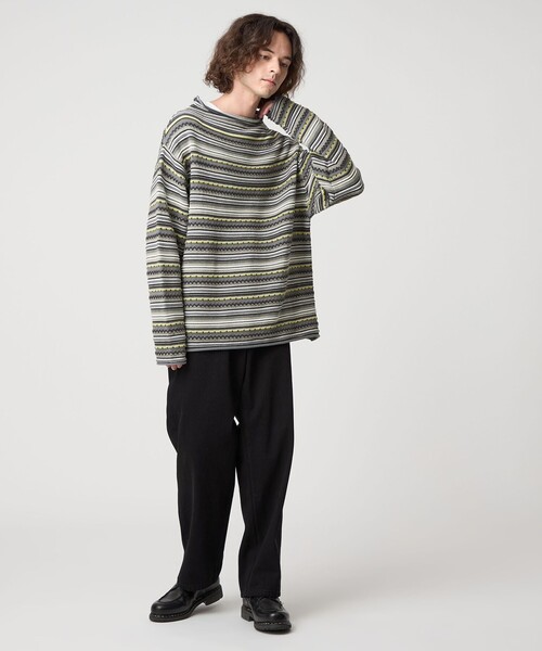 CITEN(シテン)の「<CITEN>ジャカードボーダーロールネックニット(ニット/セーター・メンズ・ライトブルー/グレー系・M/L)」の12枚目の写真