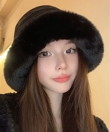 ブラウン ムートン　ロシアンセーブル　ハット ブラウン ムートンロシアンセーブルハット