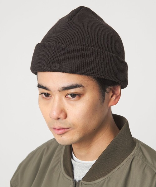 green label relaxing(グリーンレーベルリラクシング)の「GLR ロー ニットキャップ(ニットキャップ/ビーニー・メンズ・ダークブラウン/ダークグレー/ベージュ/パープル/ワイン/ブラック・FREE)」の4枚目の写真