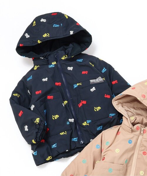 BREEZE（ブリーズ）の「2色2柄 総刺繍フード付き中綿ジャケット（ダウンジャケット/コート・キッズ・ベージュ/ネイビー・110/130/120/100/90/80）」の2枚目の写真
