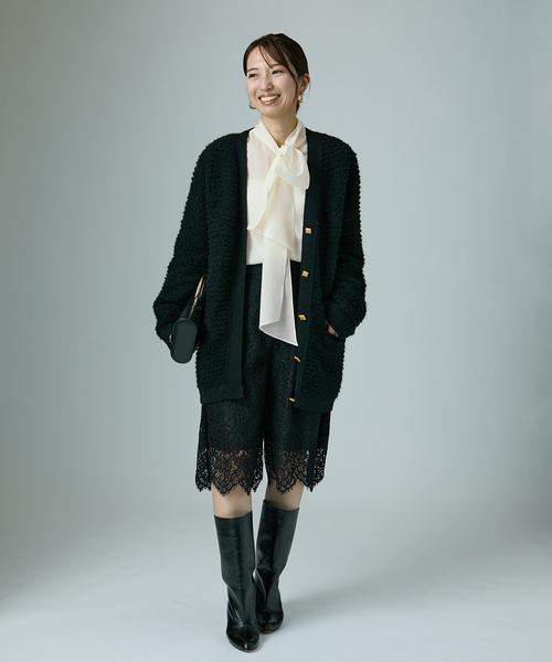 VERMEIL par iena(ヴェルメイユパーイエナ)の「Woolボイルボータイブラウス(シャツ/ブラウス・レディース・ホワイト/ネイビー・FREE)」の4枚目の写真