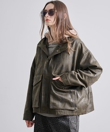 Revo. ヴィンテージ エイジング加工 合皮レザー フライトジャケット