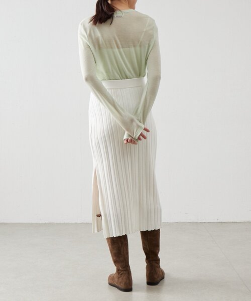 BEARDSLEY(ビアズリー)の「《LEVAR》リブニットスカート(ホワイト)(スカート・レディース・ホワイト・FREE)」の4枚目の写真