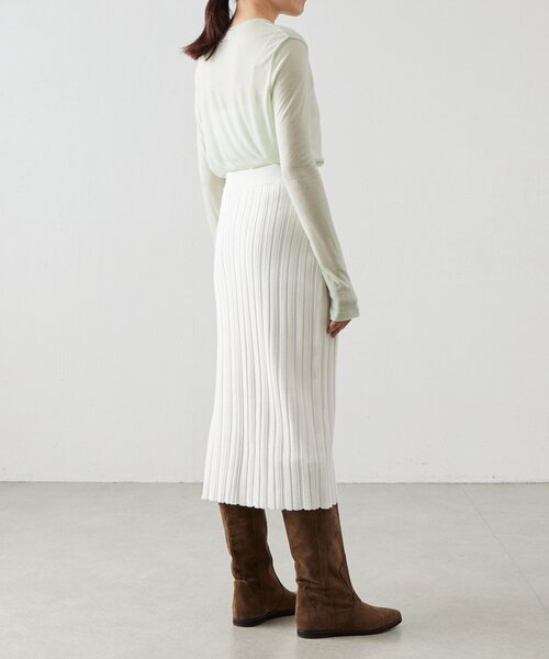 BEARDSLEY(ビアズリー)の「《LEVAR》リブニットスカート(ホワイト)(スカート・レディース・ホワイト・FREE)」の5枚目の写真