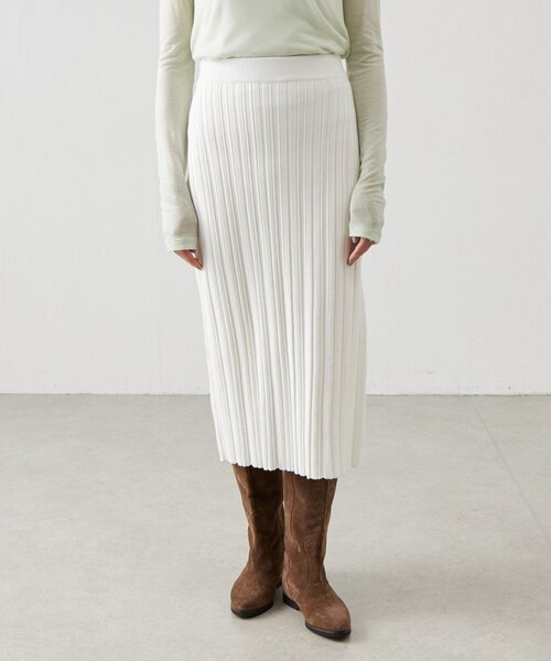 BEARDSLEY(ビアズリー)の「《LEVAR》リブニットスカート(ホワイト)(スカート・レディース・ホワイト・FREE)」の6枚目の写真
