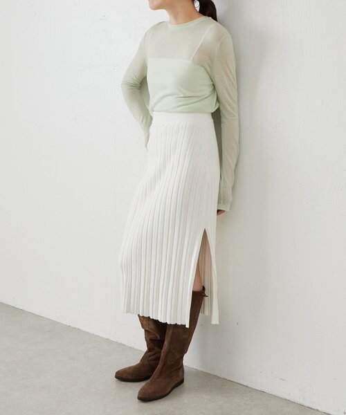 BEARDSLEY(ビアズリー)の「《LEVAR》リブニットスカート(ホワイト)(スカート・レディース・ホワイト・FREE)」の11枚目の写真