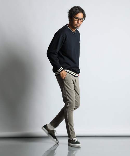 The DUFFER of ST.GEORGE（ザダファーオブセントジョージ）の「COLLEGE V NECK SWEAT：カレッジ Vネック スウェット（スウェット・メンズ・グリーン/ネイビー・X-LARGE/LARGE/MEDIUM）」の6枚目の写真