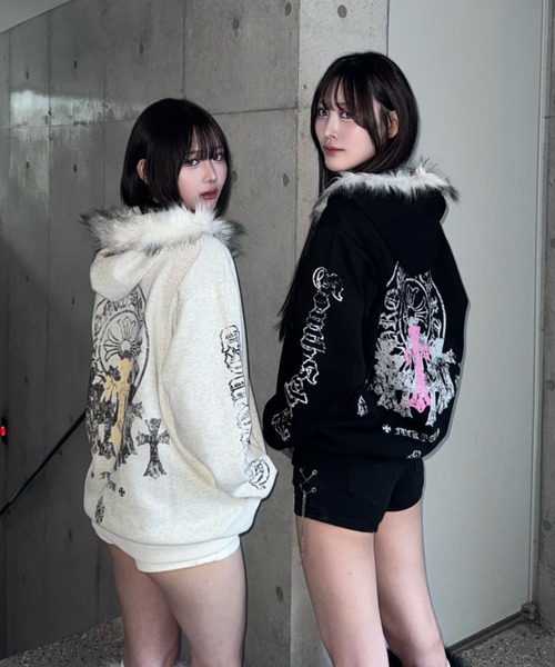 cross design fur zip（パーカー）｜ZIPPER CLUB（ZIPPER CLUB