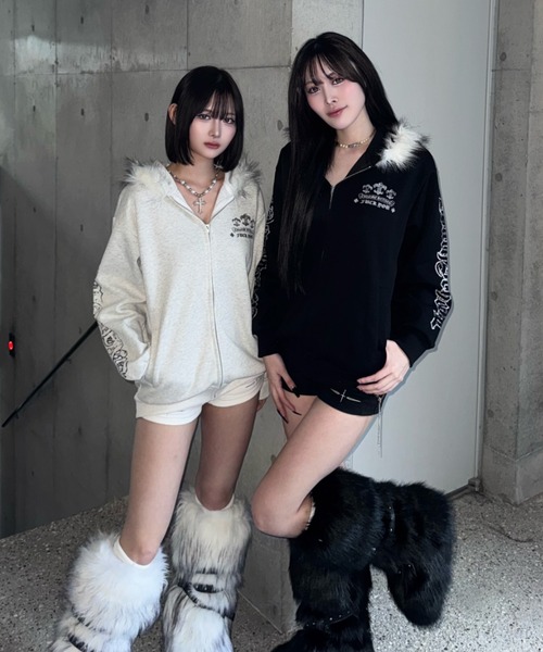 cross design fur zip（パーカー）｜ZIPPER CLUB（ZIPPER CLUB