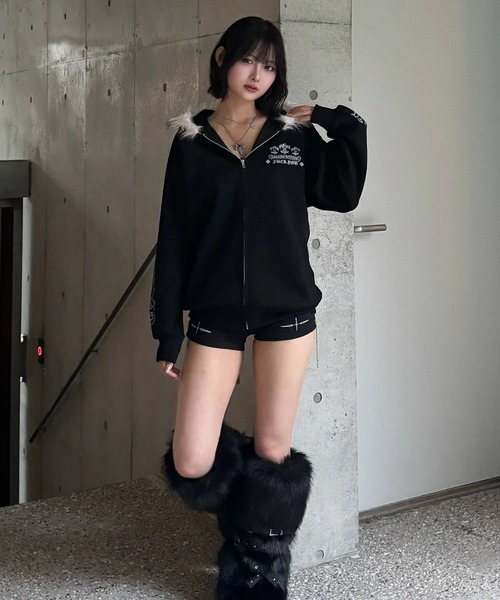 cross design fur zip（パーカー）｜ZIPPER CLUB（ZIPPER CLUB