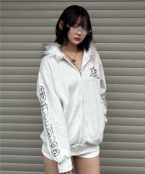 cross design fur zip（パーカー）｜ZIPPER CLUB（ZIPPER CLUB
