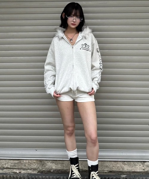 cross design fur zip（パーカー）｜ZIPPER CLUB（ZIPPER CLUB