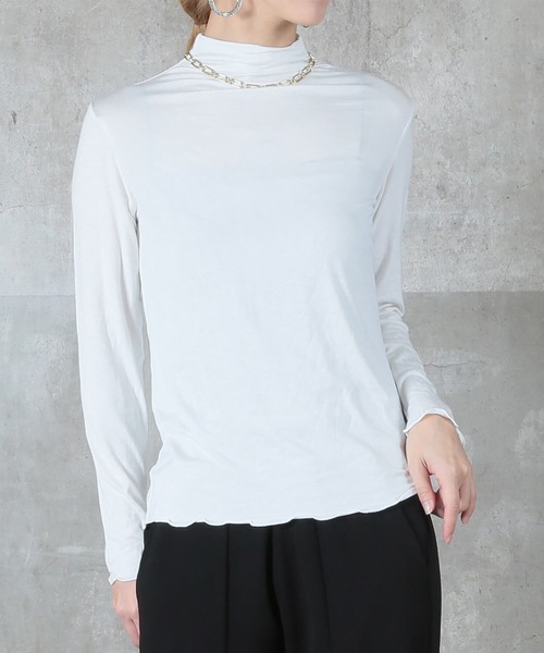 CLOVER DEPOT(クローバーデポ)の「メロウハーフネックカットソー(CLOVER DEPOT)(Tシャツ/カットソー・レディース・ライトブラウン/モカ/ブラック/ダークグレー/ホワイト・M/XL/XXL/L)」の2枚目の写真