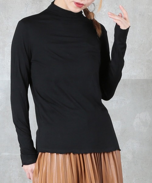 CLOVER DEPOT(クローバーデポ)の「メロウハーフネックカットソー(CLOVER DEPOT)(Tシャツ/カットソー・レディース・ライトブラウン/モカ/ブラック/ダークグレー/ホワイト・M/XL/XXL/L)」の3枚目の写真