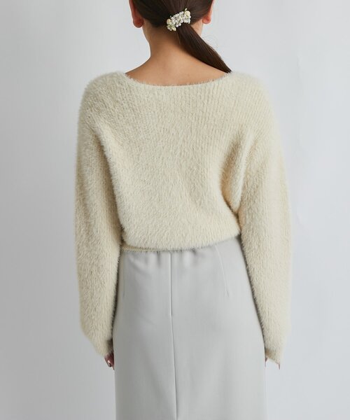 最強モテニット】フェザーヤーン片畦リボンカーディガン