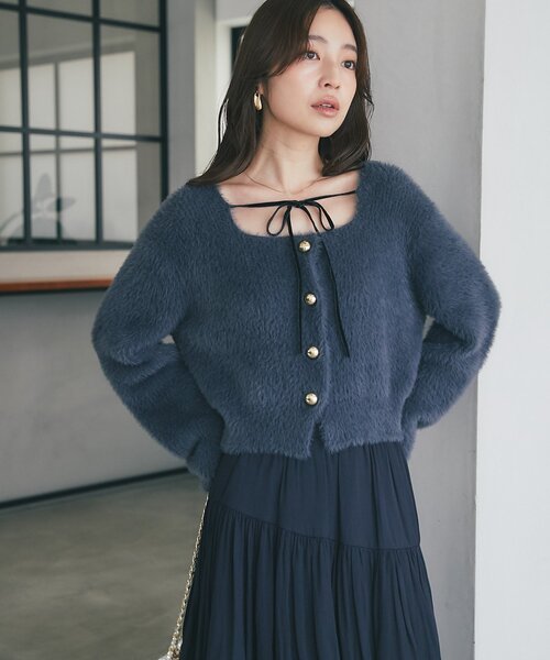 セール】【今すぐお届け！・最強モテニット】フェザーヤーン片畦リボン