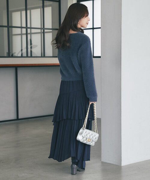 La boutique BonBon(ラブティックボンボン)の「【今すぐお届け!・最強モテニット】フェザーヤーン片畦リボンカーディガン(カーディガン/ボレロ・レディース・アイボリー/チャコールグレー/ピンク・FREE)」の17枚目の写真