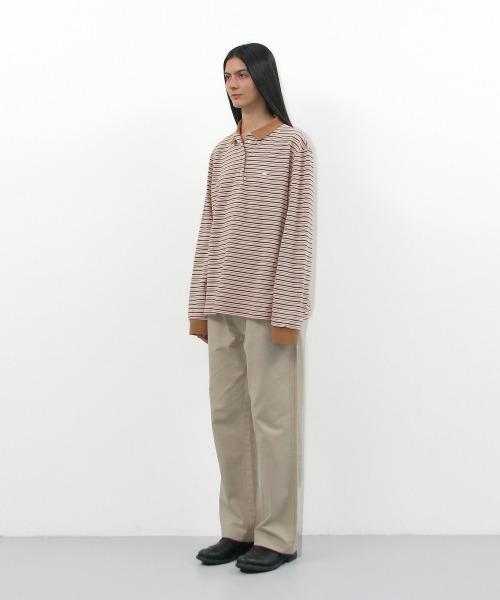 PARTIMENTO WOMEN（パルティメントウィメン）の「ストライプロングスリーブポロTシャツ_サーモン（ポロシャツ・レディース・その他・OS）」の2枚目の写真