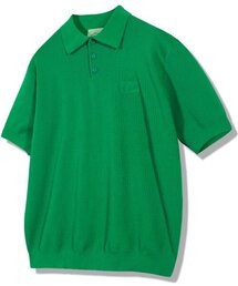 GUBIN | [シーズンオフ] ミニロゴ半袖ニット - グリーン(ポロシャツ)